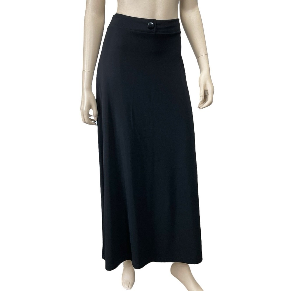 TapeMeasure Skirt Women XL Black A-Line Long Maxi Stretch Elastic Waist NWT VTG - Picture 15 of 16
